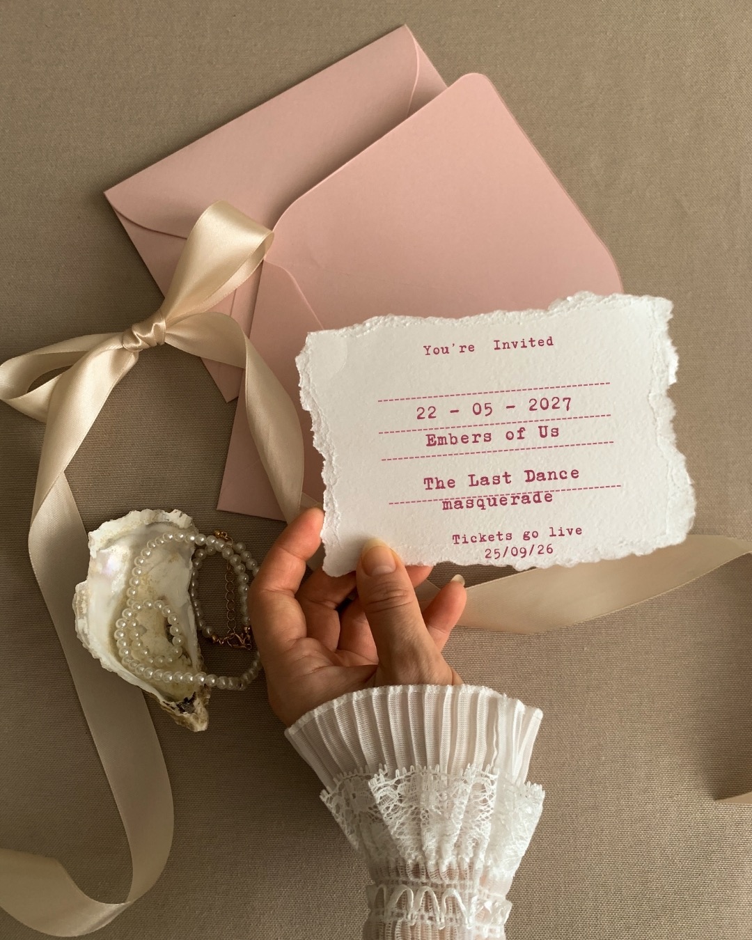 Physical invitation for The Last Dance masquerade